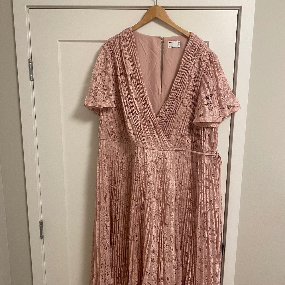 ASOS Design Curve Lace Pleated Mini Dress